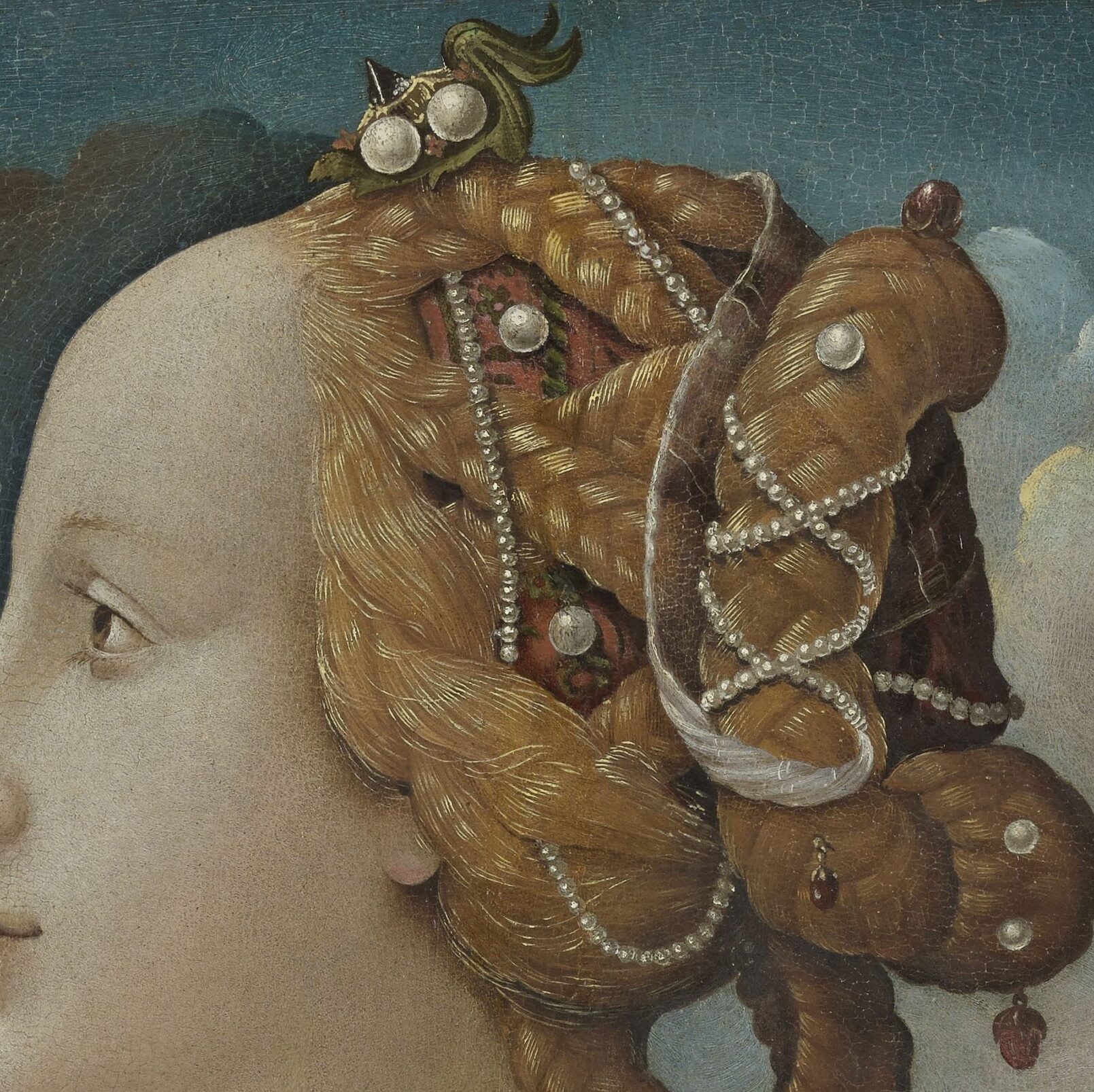 Portrait de Simonetta Vespucci vue de profil devant un paysage